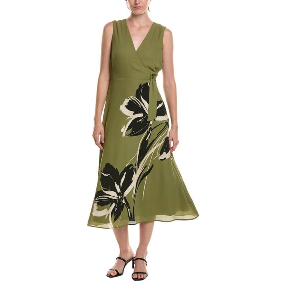 Anne Klein Womens A-Line Midi Dress, Green